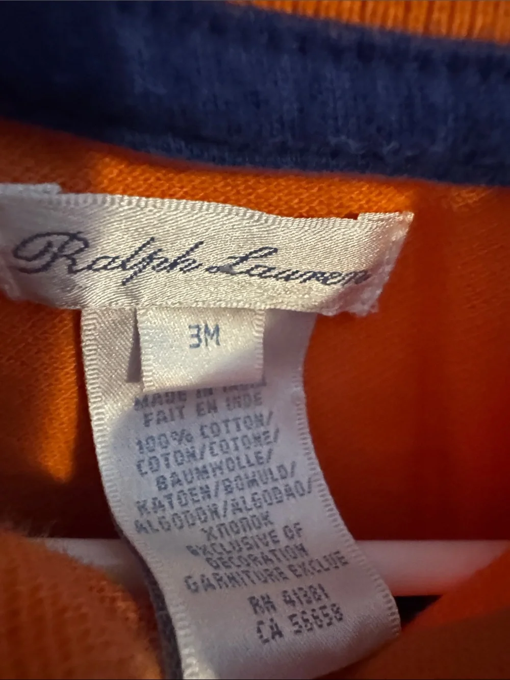Ralph Lauren Orange Polo Stripe Baby Romper 3 mo